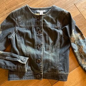 Liz Claiborne  Denim Jacket -embroidered Sz S